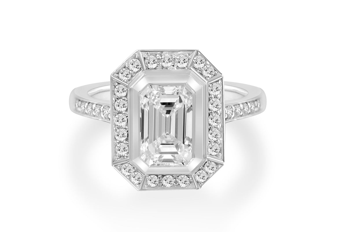 Emerald Cut Halo Engagement Rings