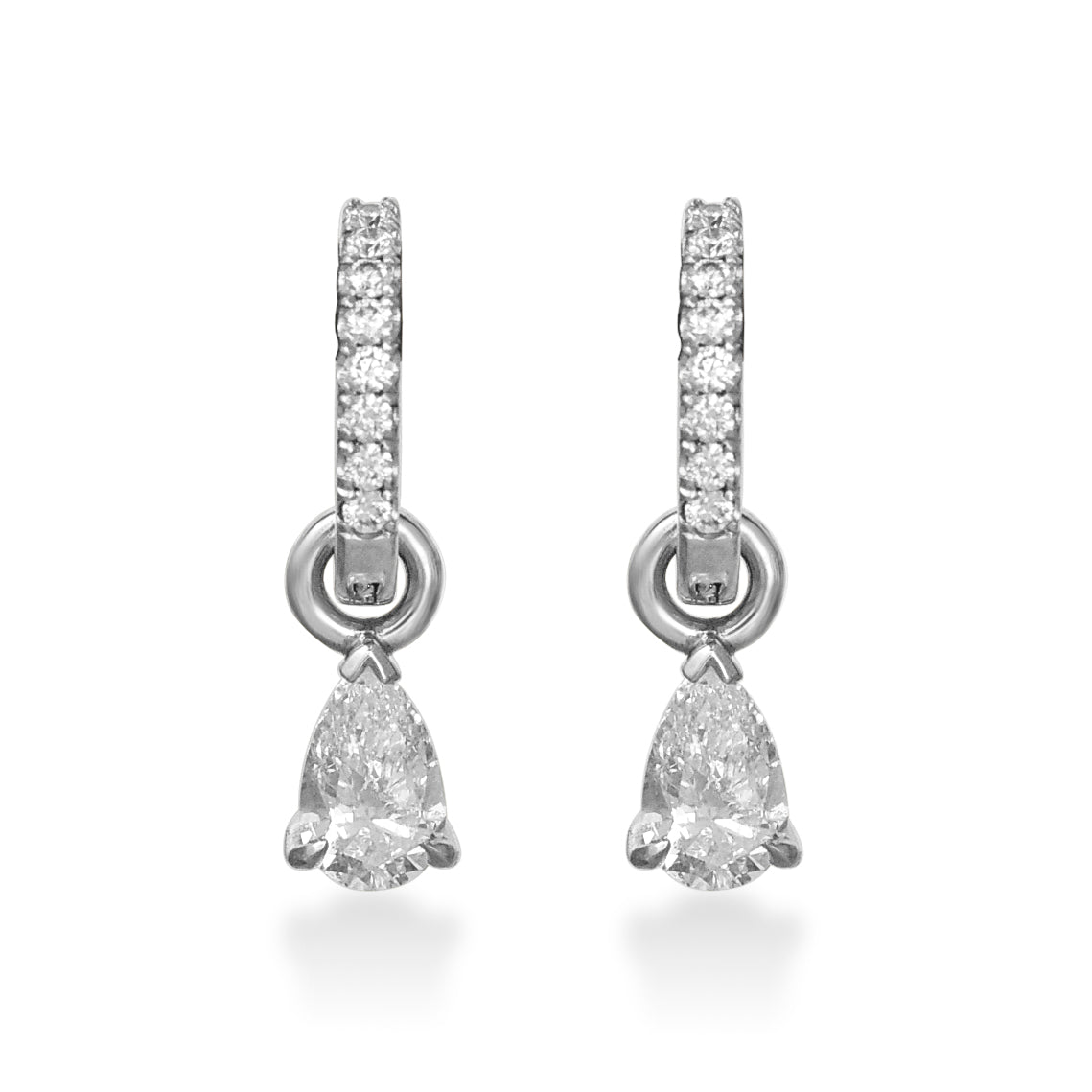 DETACHABLE DIAMOND HOOP AND PEAR DROP SET