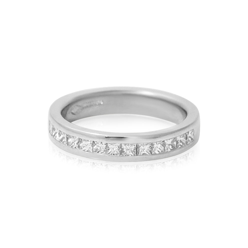 Lab Grown Princess Diamond Channel Half Eternity Ring