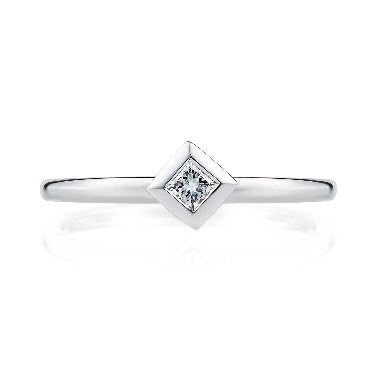 Diamond Pyramid Ring in 18ct White Gold-Rings-London Rocks Jewellery