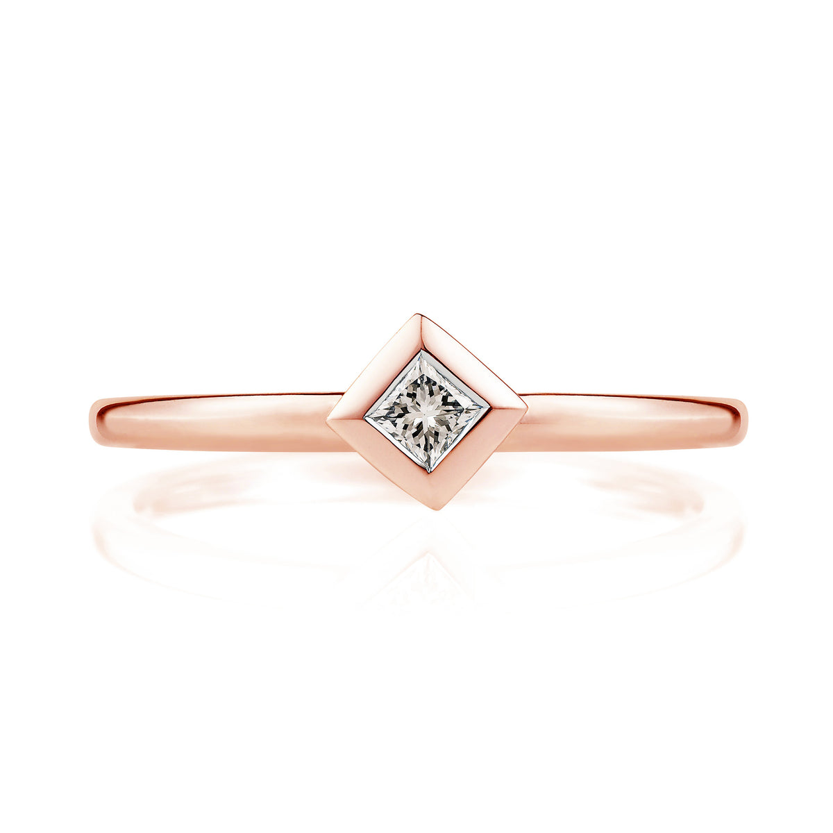 Diamond Pyramid Ring in 18ct Rose Gold-Earrings-London Rocks Jewellery