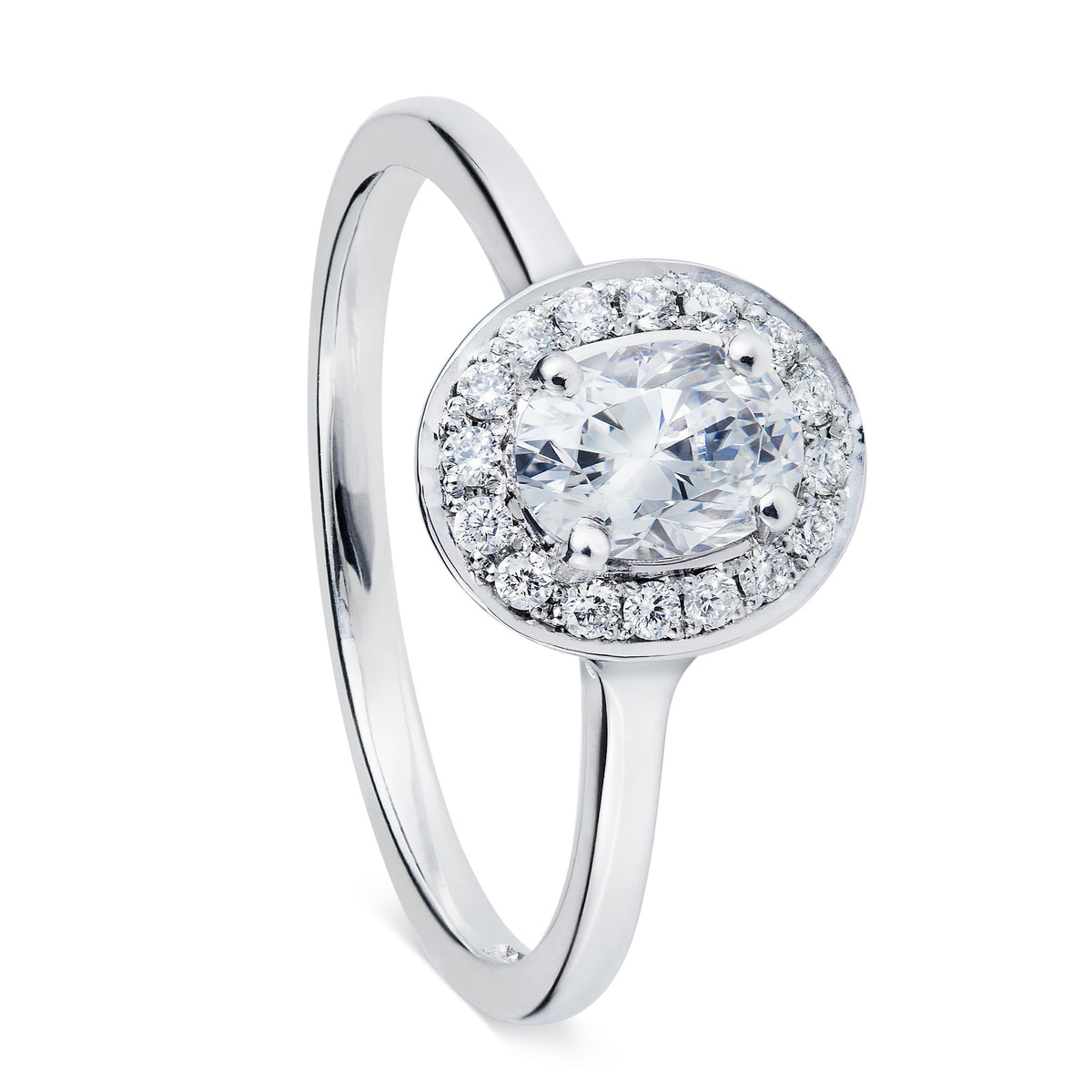 Oval Cut Halo Diamond Ring-Rings-London Rocks Jewellery