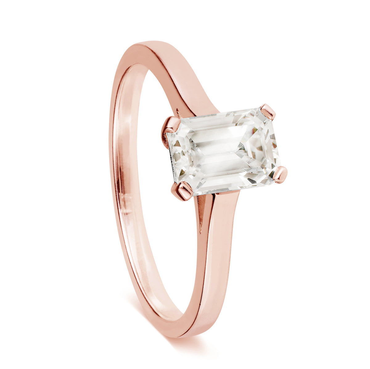 Emerald Cut Solitaire Ring-Rings-London Rocks Jewellery