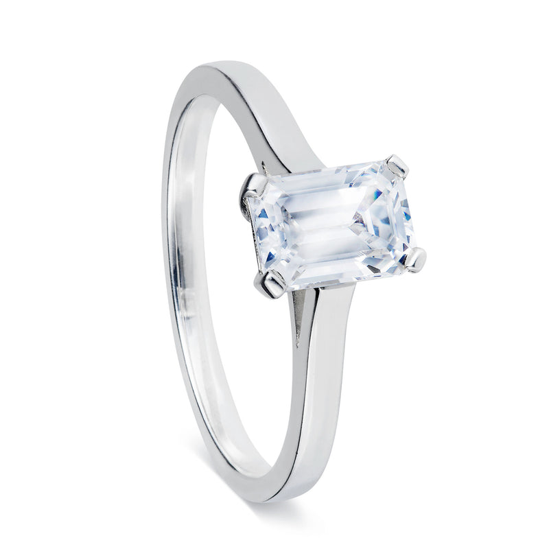 Emerald Cut Solitaire Ring-Rings-London Rocks Jewellery